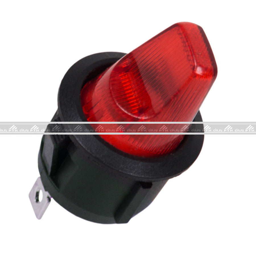Выключатель клавиша 12V 16A круглый красный с подсветкой REXANT Выключатель клавиша 12V 16A круглый красный с подсветкой REXANT