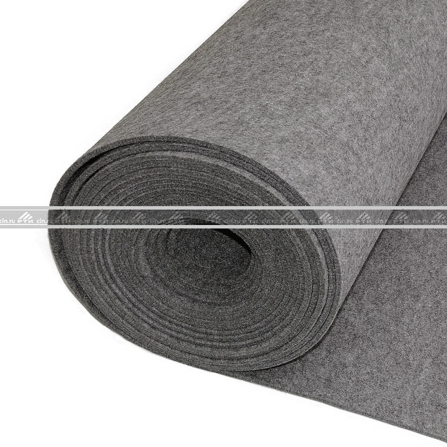 Войлок технический 5 мм (шир.~800мм*дл.~1800мм), темный, Тонкошерстный для прокладок (ТПр),Вес~3,4кг